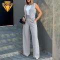 Women Pants Chic Wide Leg Pants Sleeveless Vest Set for Stylish Women High Waist Elegant Casual Streetwear Available on Women Vest. 