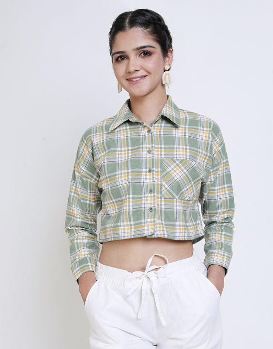 Spring & Summer Long Sleeves Crop Shirt