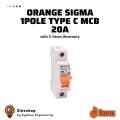 Trip switch 20A Sigma 1 Pole 230/400V MCB Breaker Orange | Life Time Warranty | Orange Brand. 