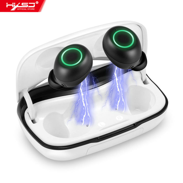 HXSJ B-T 5.0 Ear-Phone Mini In-Ear Waterproof Sports Ear-Phone Stereo Earbuds With Charging C-Ase White