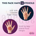 Apcute Temporary Mehndi Tattoo mehendi stencil reusable Set of 18 pc Combo Pack Mehandi Stencils for Women, Girls And Kids, Easy To Use In Just 4 Steps  (FROM INDIA). 