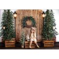 Christmas Wood Child Photography Winter Snowy Street Background Decor Baby Portrait Wreath Photostudio. 