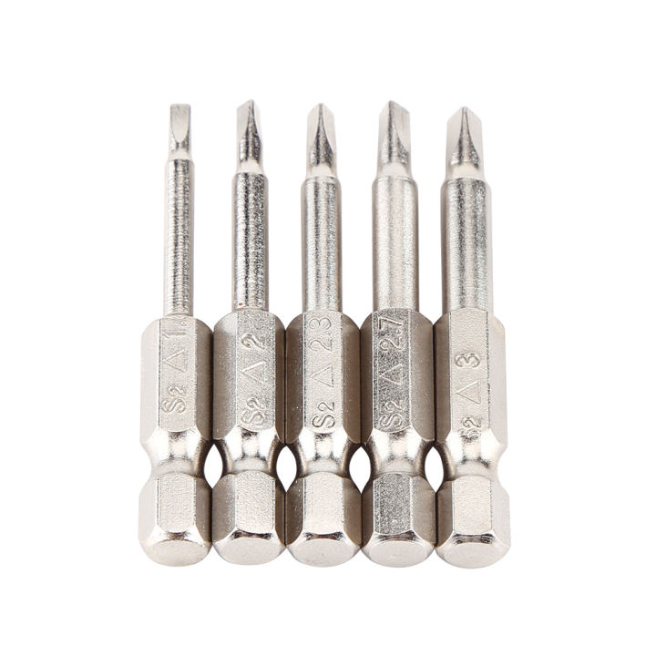 【TrendGlobe】New 5Pcs/Set  50mm 1/4in Hex Shank Triangle Magnetic Triangle Head Screwdriver Bits Electric Power Anti Slip Tool Accessories