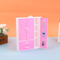 1/12 1/6 Dollhouse Miniature Pink Plastic Wardrobe for Dolls House Accessories MJK. 
