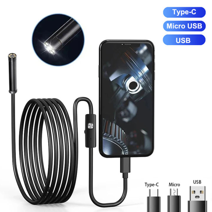 5.5MM Android Endoscope Camera 3 IN1 Micro USB Type C Borescope Mini ...
