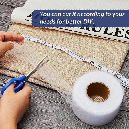 60M Double-sided Non-woven Adhesive Cloth Hem Tape Iron-on Clothes Sewing Turn Up Hem Non-woven Fabric Liner Clothing Tools 1Roll