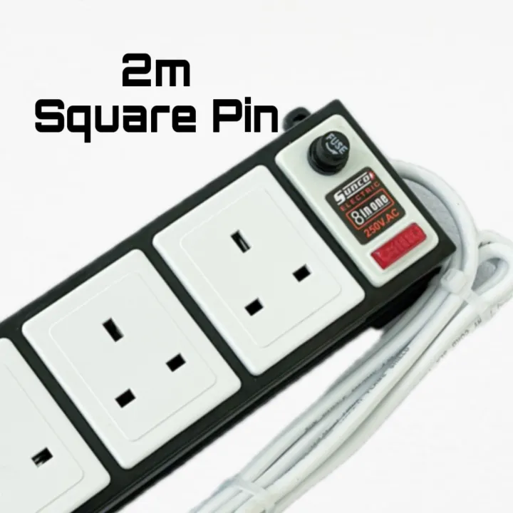 Sunco%20Extension%20Wire%20Cord/Square%20base%20Multi%20Plug,Trailing%20Socket,Wire%20Code%205m%20Square%20plug%202000w%20-%20Image%202