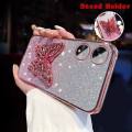 For OPPO A18 A38 A58 A60 A78 A79 A98 5G Back Cover with Cute Butterfly Stand Luxury Gradient Shiny Plating Glitter Women Phone Case Clear Soft Silicone Protective Cases Pouch Girls. 