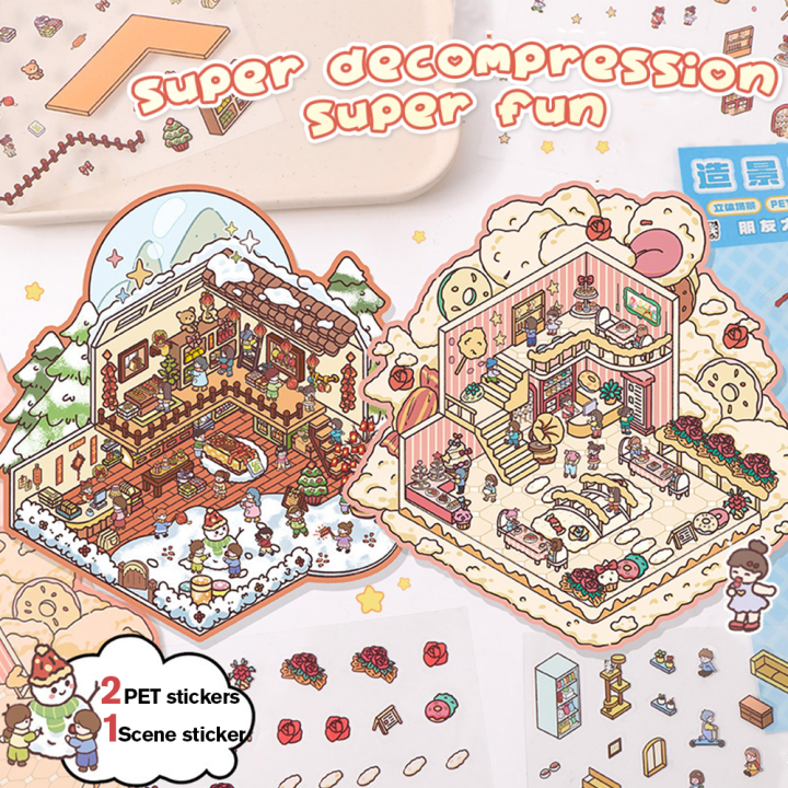 3d Scenic Stickers Scenic High-Quality Extra-Large 3d Stickers Miniature Creative Cartoon Stickers for Welcome Gifts Home