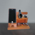 Multifunctional Creative Wooden Mobile Phone Bracket Holder for Smart Phones, Smart Watch,  Spectacles & Vehicle Key Holder.. 