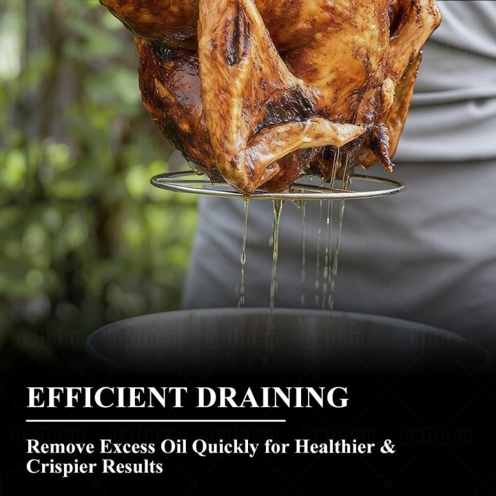 Portable Stainless Steel Turkey Fryer Rack Kit Vertical with Lifter ...