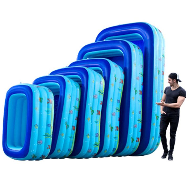 INTIME 7 Sizes Inflatable Family Swimming Pool 3 Layer Rectangular Kids ...