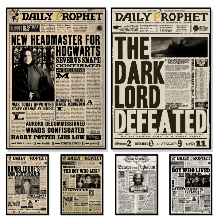A3/A4%20Size%20Framed%20Wall%20posters%20Vintage%20Harry%20Potter%20Newspaper%20classic%20Wall%20decorations%20-%20Image%205