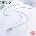 ZDADAN 925 Sterling Silver Zircon Dolphin Necklace For Women Box Chain Sweet Jewelry Gift. 