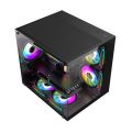 RUIX S1 BLACK Gaming PC Casing Tempered Glass Mid Tower Fish Tank Model with 5 fans support. 