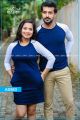 Navy Blue & White Raglan Long Sleeve Couple T Shirt Dress - AS983. 