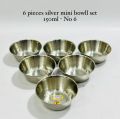 6-Piece Silver Mini Bowl Set - Assorted Sizes (300ml, 225ml, 175ml, 150ml, 125ml, 100ml), Elegant Stainless Steel Bowls for Dips, Appetizers, and More. 