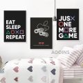 Gamer Gaming Geek Wall Art Prints Playstation Buttons Just Five More Minutes Canvas Painting Gamepad Controller Boys Room Decor. 