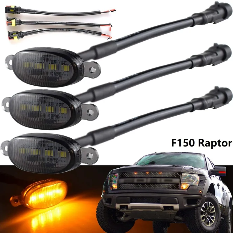 GTinthebox Smoked Lens LED Side Marker Light Kit For Ford Raptor 2010-2014 (Front Amber / Rear Red)