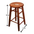 TEAK COLOR 24 INCHES WOODEN ROUND BAR STOOLE. 