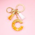 Orange Color 26 Initials Letter Keyrings with Tassels Handbag Key Chain Pendant Ornaments Acrylic Alphabet Keychains Accessories. 