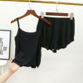 Spring and Summer Modal Camisole Women's Loose plus Size Pajamas Suit Thin Lace Shorts Vest Home Two-Piece Set. 