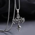 Fashion Vintage Flame Cross Pendant Necklace For Women Men Long Chain Punk Goth Trendy Accessories Choker Gothic Jewelry. 