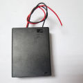 1pcs/lot Plastic 4 Aaa Case Holder Storage Plastic Box Spring Clip Black Red Wire Leads With Cover Switch. 