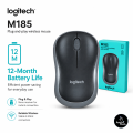 A Grade Logitech M185 New Wireless Mouse, 2.4GHz, USB Mini Receiver, Ambidextrous, 10m Wireless Range, 12-Month Battery Life, Compatible with Windows, Android, Mac, Chrome OS, Linux - Light Black. 
