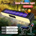 Auoyo Solar Light Outdoor Courtyard Wall Lamp Waterproof Warning Work Light Decoration Light Buried Lamp Wall Lamp Solar Fence Light White Warm Lighting Solar Garden Light Door Wall Step Light. 