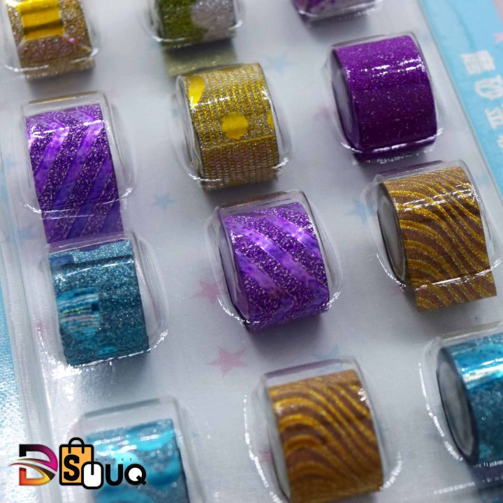 12%20Pcs/Set%20Adhesive%20Tape%20Lovely%20mini%20glitter%20Washi%20Tape%20Set%20DIY%20Decoration%20Sticker%20Label%20Masking%20Tape%20-%20Image%204