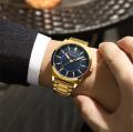 Curren Business Men Gents Gold Stainless Steel Luxury Elegant Rich Look Wrist Watch. 