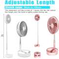 Portable Desk Fan, Rechargeable 7200mAh Battery Operated USB Fan S18 Portable Travel Fans, Adjustable Foldable Fan Pedestal Stand Floor Fan with Remote, 4 Speed Settings. 