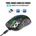 HXSJ T90 2.4G Wir-ele-ss Mechanical Mouse RGB Gaming Mouse Ergonomic Design 10 Million Keystroke Lifetime 3600DPI 11 RGB Lighting Modes. 