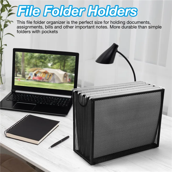 Hanging File Organizer Filing Box,Metal Mesh File Crate Desk Organizer ...