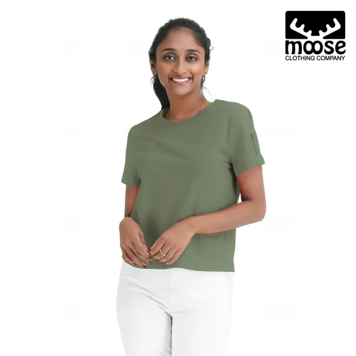 Moose Women’s Crew Neck T-Shirt - Dusty Olive