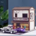 1/64 Car Garage Diorama Model with Lighting for Micro Landscape Home Scenery. 