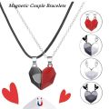 Magnetic Couple Necklace - Friendship Lover Heart Pendant - Distance Face Glamorous Necklace - Women's Valentine's Day Jewelry Gift. 