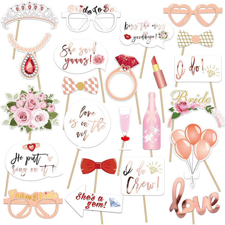 23Pcs Team Bride to Be Paper Photo Booth Props Mask Photo booth ...