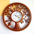 Saikon Quartz Clock wood Colour Analog Tree Wall Clock s-717 Made In India 40cm. 