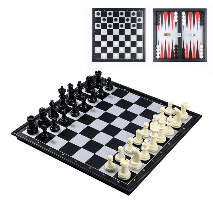 Chess /Checkers /Backgammon 3 in 1 Set Portable Folding Chess Board