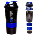 500ml  Three Layers Plastic Gym Fitness Protein Shaker Bottle Sport Gym Water Bottle with Tick Marker. 