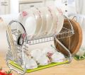 Kitchen Multi-Functional Stainless Steel 2 Layer Dish Drainer. 