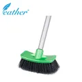 CURVED BATHROOM CLEANING BRUSH WITH 120CM PLASTIC COATED METAL HANDLE  - FEATHER BRAND. 