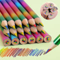 6Pcs/Set Cute 4 Color Rainbow Pencil For Student Children's Painting Graffiti Drawing Gift Art School Supplies. 