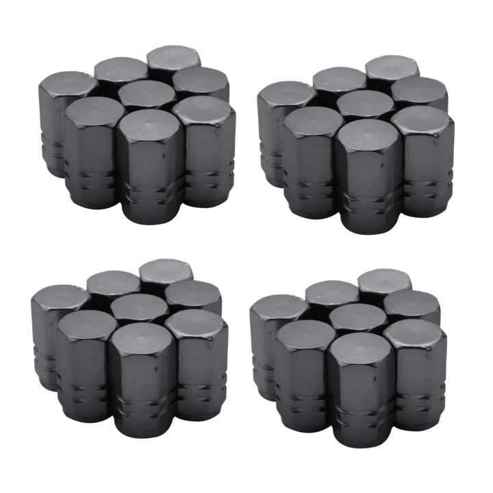 NXFDSIOZ 32 Pieces Tire Stem Valve Caps Wheel Valve Covers Car Dustproof Tire Cap, Hexagon Shape Titanium Gray