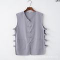 Tang Suit Style Linen Vest Coat Sleeveless Men's Chinese Style Small Old Man Shirt Undershirt Ma Lao Beijing Summer Sleeveless Gown [. 