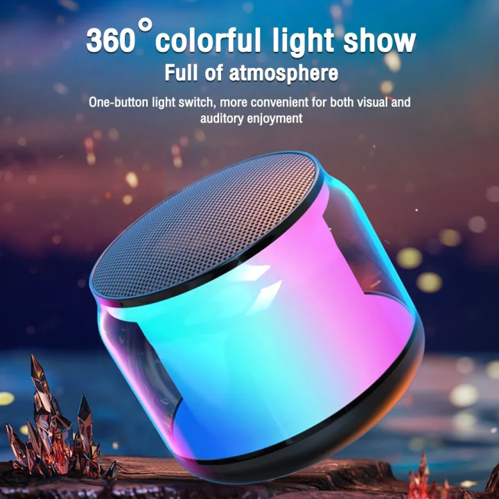 Colorful RGB Light Wireless Speaker Mini Portable Stereo Sound Long ...