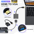 HDMI to VGA and Audio Converter Adapter Cable HDMI Male to VGA Female Adapter Audio Video Converter HDMI TO VGA Cable. 