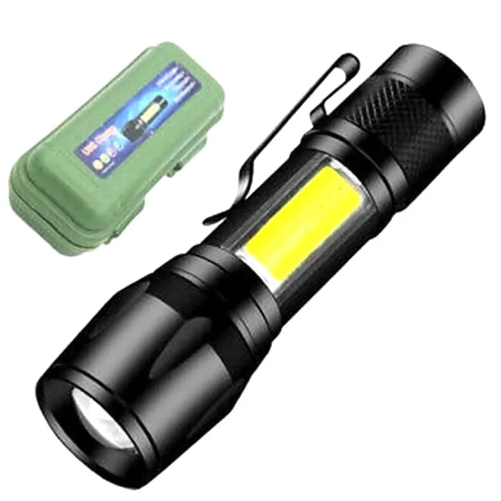 XPE COB LED Flashlight Adjustable Focus Camping Torch Pen Clip Light